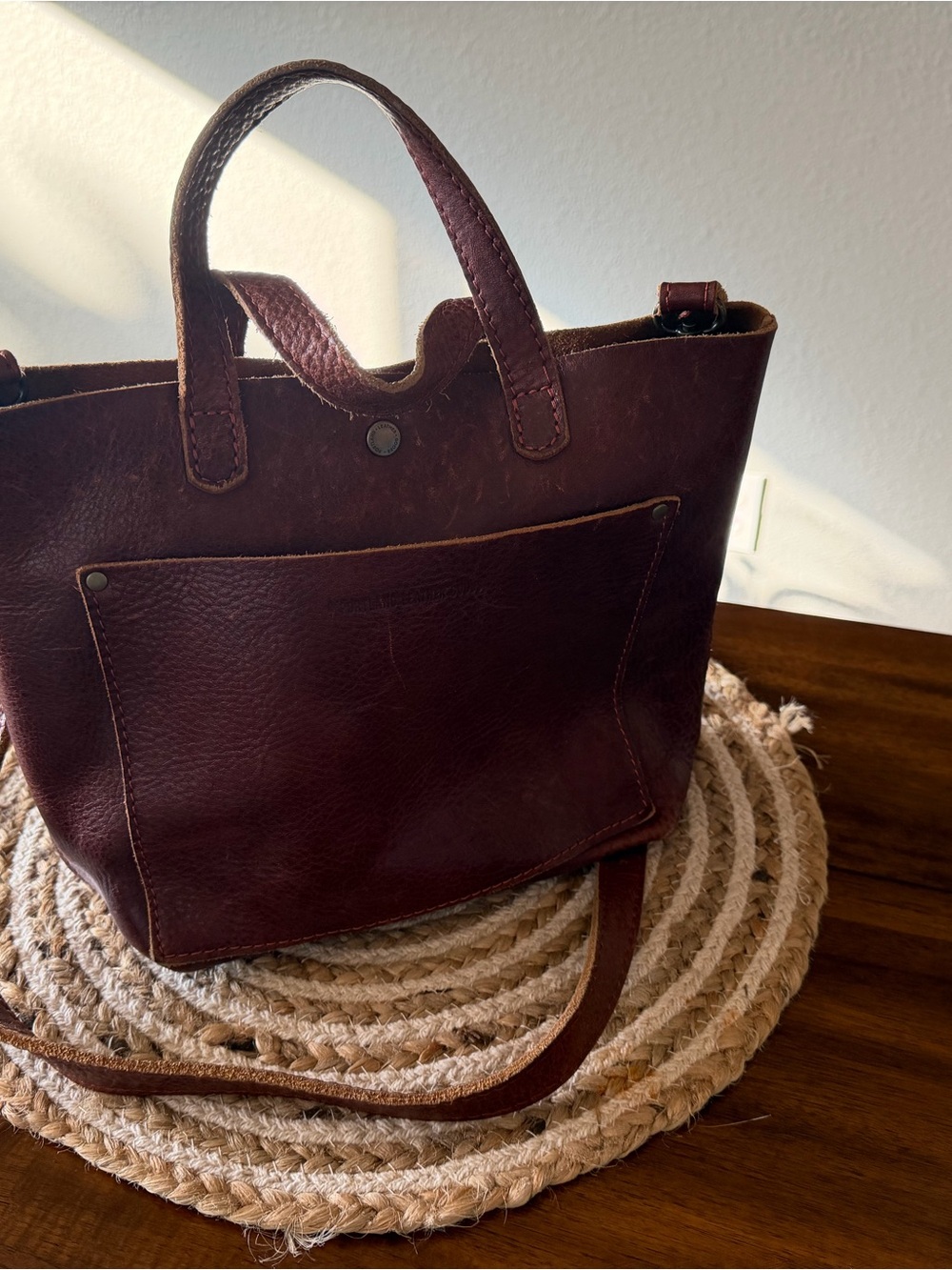 Portland Leather Tote Bag in Dark Brown